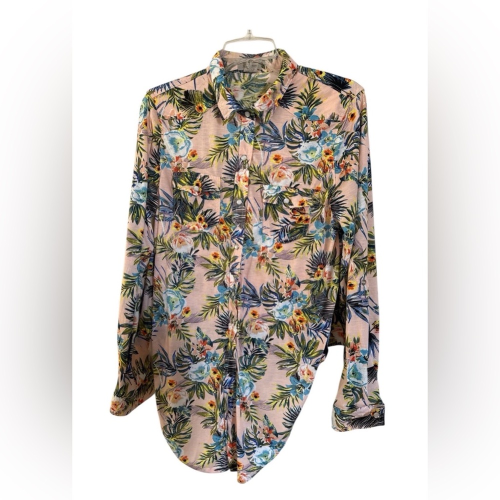 Passport Tropical Print Tie Front Top